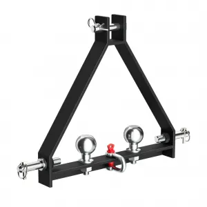 3 Point Hitch Receiver with 2 Trailer Hitch Balls for Category 1, Compatible with Kubota, BX, LM25H, WLM Tractor, NorTrac, Yanmar, Kioti, Cat, John Deere