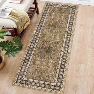 Washable Area Rug 9x12 Rug Oriental Living Room Rug Floral Vintage Bedroom Rug Soft Large Area Rug Non-Slip Non-Shedding Faux Wool Vintage Rug for Living Room Farmhouse Dining Room Apartment