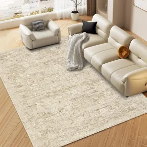 Washable Area Rug 5x7 Rug for Living Room Vintage Floral Area Rug for Bedroom Retro Non Slip Throw Rugs Soft Low Pile Stain Resistant Carpet for Dining Room Nursery Rug 5'x7' Taupe