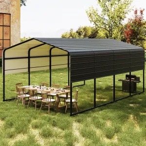 13'x20'x10' Heavy Duty Metal Carport Steel All-Weather Permanent Shelter for Cars Boats Trucks Tractors Rust-Resistant