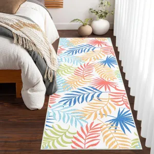 Washable Rugs 2x6 Runner Rug Modern Throw Rugs Boho Rug for Entryway Non Slip Rugs Botanical Area Rug for Bedroom Office Rug Neutral Nursery Rug Palm Leaves Farmhouse Rug Multi Color