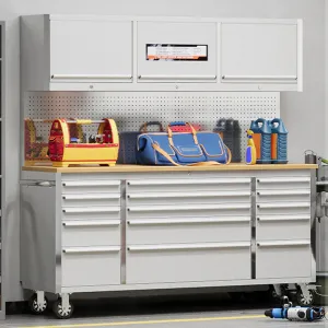 72X18 Inch Tool Chest with 15 Drawers, Locking System, Stainless Steel, Mobile Storage Cabinet, High Capacity for Workshop & Garage