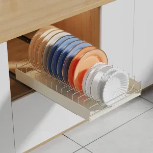 Pull Out Dish Rack, Metal Slide Out Dish Drying Rack, Fixed with Adhesive Nano Film, Cabinet Organizers for Kitchen Under Sink, 11.4”W x 16.5”D