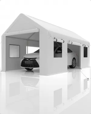 10' X 20' Heavy Duty Portable Garage Carport Canopy for Versatile Use, White