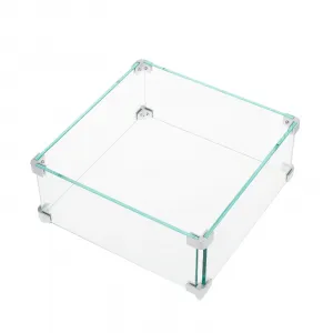 Fire Pit Wind Guard, 18.5X 18.5X 6 Inch Glass Wind Guard, Square Glass Shield, 0.3" Thick Fire Table, Clear Tempered Glass Flame Guard, Fire Pit Glass Wind Guard for Propane, Gas, Outdoor
