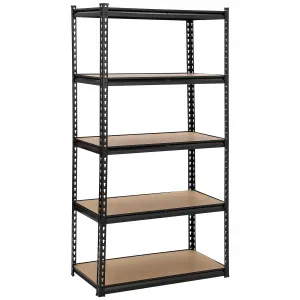 5-Tier Utility Shelves, 71" Metal Garage Storage Shelves Unit, Adjustable Storage Racks, Loads 3860 Lbs, Heavy Duty Shelving Units for Garage Kitchen Basement Laundry Pantry,Black