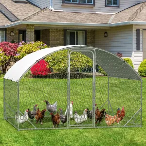 Large Metal Chicken Coop, Upgrade Tri-Supporting Metal Chicken Run, Large Chicken Pen with Waterproof and Anti-UV Cover, for Duck Rabbit House Outdoor (9.8' W x 6.5' L x 6.5' H)