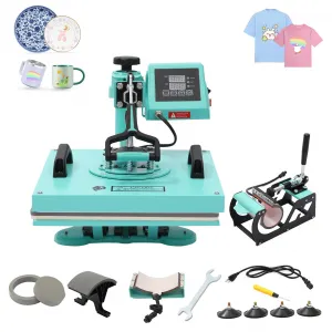 8 in 1 Heat Press Machine, 15x15 inch Sublimation Heat Press, 360° Swing Away Digital Heat Transfer Multifunction Heat Transfer Sublimation Combo for T-shirt, Cap, Mug, Plate, Pillow, Bag