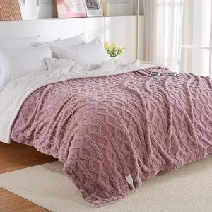Electric Blanket King Size Dual Control - Thick Tufted Sherpa Heated Blanket King with 6 Heating Levels and 20 Time Settings, UL Certified Fast Heating Blanket King 90"×100", Dusty Pink