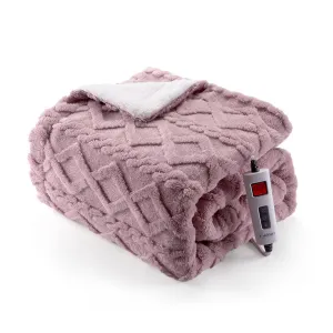 Electric Blanket Full Size - Thick Tufted Sherpa Heated Blanket with 6 Heating Levels and 8 Time Settings, UL Certified Machine Washable Fast Heating Blanket Full 72"×84", Dusty Pink