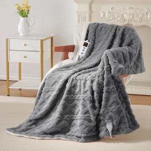 Heated Throw Blanket, 50''x60'' Fast Heating Blanket Throw, Soft Sherpa Tufted Thick Electric Blanket with 10 Heating Levels and 10 Time Settings, Machine Washable, Gray
