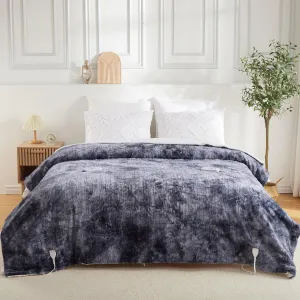 Heated Blanket Electric King, Soft Tufted Electric Blanket, Machine Washable Thicken Velvet Heating Blanket with Dual Control, 5 Heating Levels, 10 Hour Auto-Off, 90"x100", Gray