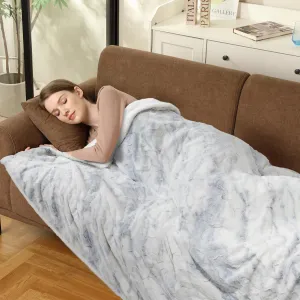 Heated Blanket Electric Throw, Soft Tufted Electric Blanket, Machine Washable Thicken Velvet Heating Blanket Throw with 5 Heating Levels and 4 Hour Auto-Off, 50"x60", White Marble