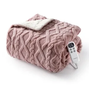 Electric Throw Blanket Heated Blanket, Sherpa Tufted Heating Lap Blankets with 6 Heating Levels (Pink, Throw 50"x60")