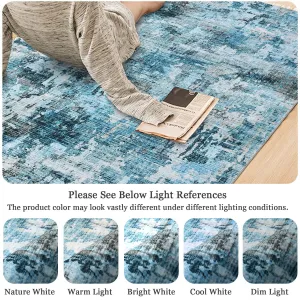 Runner Rug 2'x6' Hallway Rugs, Washable Abstract Hallway Runners for Kitchen Laundry Room, Ultra-Thin Soft Non-Slip Rug Runners for Entryway Bedroom, Blue