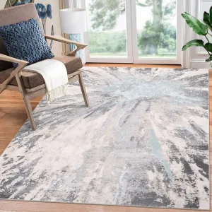 9x12 Area Rug Modern Abstract Living Room Rug Washable Rug Indoor Non-Slip Stain Resistant Throw Floor Carpet Low Pile Contemporary Area Rug Retro Accent Rug for Home Office, Blue