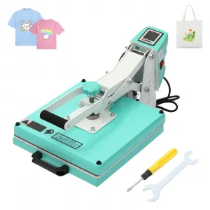 Heat Press Machine, 15 x 15 Inch Large Operating Panel T-Shirts Heat Press, Fast Heating, Digital Sublimation Printer High Pressure Heat Press Machine for Clothes Canvas Bags Pillows Placemats Green