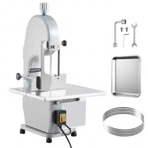1100W Meat Band Saw Electric Meat Cutter Bone Saw for Fish Chicken Beef Pork, Workbench 19.3" x 15", Stainless Steel, Adjustable Thickness