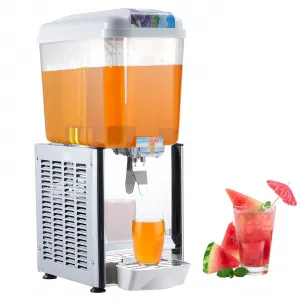 18L (4.8 Gallon) Commercial Juice Dispenser, 1 Tank 180W, Stainless Steel Beverage Dispenser for Lemonade, Party, Restaurant