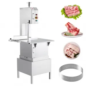 Commercial Electric Meat Saw - 2200W Bone Cutting Bandsaw with 0-8.7" Adjustable Thickness, 20.5" x 24.4" Stainless Steel Workbench, 15m/s Sawing Speed for Frozen Meat Cutting