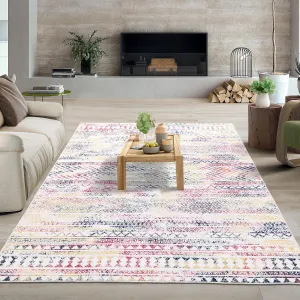Bedroom Area Rug 4x6 Small Living Room Rug Washable Rug Indoor Non-Slip Stain Resistant Throw Floor Carpet Boho Accent Rug Geomrtic Dining Room Rug Moroccan Rug for Home Office