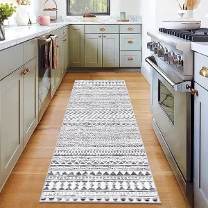 Runner Rug 2x6 Hallway Runner Rug Boho Washable Entryway Runners Indoor Soft Non Slip Floor Mat Low Pile Non-Shedding Kitchen Rug Laundry Long Rug Runner for Living Room Bedroom Bedside Grey