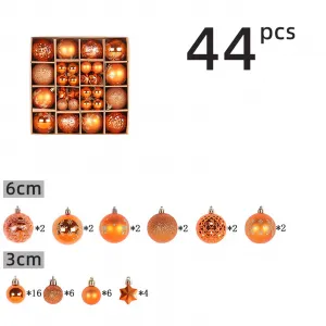 44pcs Christmas Ball Ornaments Set Assorted Christmas Baubles Glitter Hanging Decoration for Xmas Tree Wreath Christmas Party R1-28 Orange