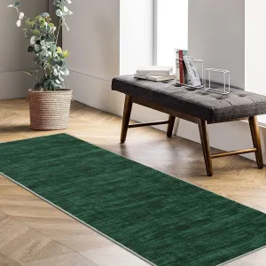 Modern Solid Dark Green 2x8 Hallway Runner Washable Rug Solid Entryway Runner Rug Low Pile Non Slip Kitchen Rug Soft Indoor Laundry Runner Rug for Living Room Bedroom Bedside Dining Room
