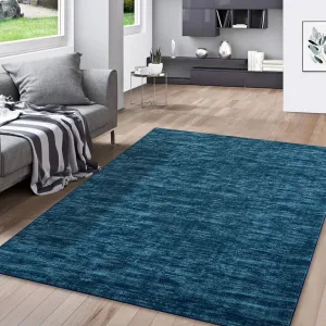 Modern Solid Indigo 8x10 Area Rugs  Living Room Rug Large Soft Washable Rug Modern Rug Non Slip Ultra-Thin Low Pile Rugs for Bedroom Stain Resistant Indoor Floor Cover Foldable Accent Rug for Playroom Office