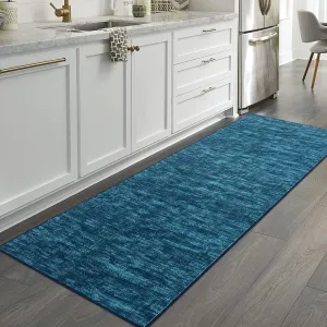 Modern Solid Indigo 2x8 Hallway Runner Washable Rug Entryway Runner Rug Low Pile Non Slip Kitchen Rug Soft Indoor Laundry Runner Rug for Living Room Bedroom Bedside Dining Room Blue