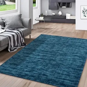 Modern Solid Indigo 5x7 Washable Area Rug Rug Indoor Soft Non Slip Carpet Ultra-Thin Low Pile Throw Carpet Stain Resistance Throw Rugs for Living Room Bedroom Dining Room Home Office