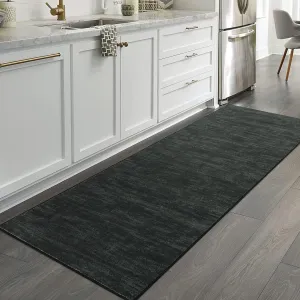 Modern Solid Black 2x8 Hallway Runner Washable Rug Solid Entryway Runner Rug Low Pile Non Slip Kitchen Rug Soft Indoor Laundry Runner Rug for Living Room Bedroom Bedside Dining Room