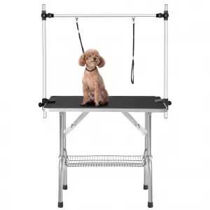 36 Inch Pet Dog Grooming Table, Professional Heavy Duty Dog Grooming Table with Arm & Noose & Mesh Tray, Professional Pet Cat Trimming Table, Maximum Capacity Up to 330lbs Black