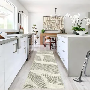 2×6 Runner Washable Rugs Abstract Rugs Modern Rugs for Living Room Bedroom Easy-Cleaning Rug for Kitchen Contemporary Rug Foldable Rug Non-Slip Carpet Suitable for Apartment Office，Beige