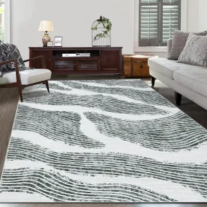 10x13 Area Rug Modern Abstract Living Room Rug Non Slip Backing Washable Rug Low Pile Non-Shedding Soft Carpet Indoor Distressed Throw Rugs for Bedroom Office Dining Room Nursery