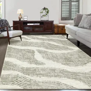 Rug 8x10 Washable Rug Modern Living Room Rug Non Slip Contemporary Abstract Rugs for Bedroom Indoor Soft Low Pile Carpet Foldable Thin Rug for Dining Room Home Office Nursery Dorm Beige