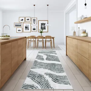 2×6 Runner Washable Rugs Abstract Rugs Modern Rugs for Living Room Bedroom Easy-Cleaning Rug for Kitchen Contemporary Rug Foldable Rug Non-Slip Carpet for Apartment Office，Grey