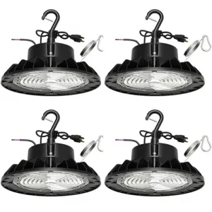 UFO Led High Bay Light, High Bay Led Shop Light 5000K Daylight, 150W, 25000 Lm, Dimmable 1-10V, Ip65 Waterproof, High Bay Light for Warehouse Factory Barn,4 PCS