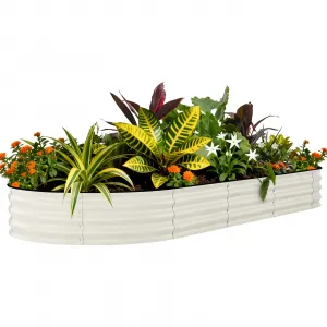 8x4x1.5 ft Galvanized Metal Raised Garden Bed – Outdoor Planter Box for Vegetables, Flowers & Herbs – Rust-Resistant, Easy Assembly, Anti-Cut Design – Beige, 240x120x45cm