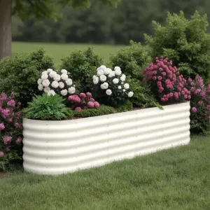 8x2x1.5ft Galvanized Raised Garden Bed, Large Outdoor Planter Box for Vegetables, Fruits & Flowers, Beige