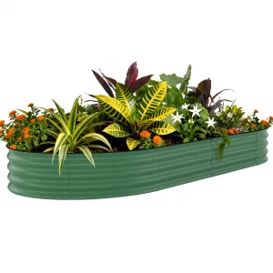 10x4x1.5 ft Galvanized Raised Garden Bed – Metal Planter Box for Flowers, Herbs & Vegetables – Rust-Resistant, Easy Assembly, Anti-Cut Strips – Green, 300x120x45cm