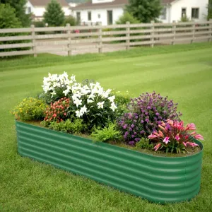 8' X 2' X 1.5' Raised Garden Bed,Galvanized Raised Planter Boxes Outdoor with Easy Assembly, Large Garden Bed for Vegetables, Fruits, Flower,Raised Garden Bed, Green