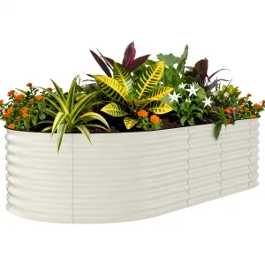 8x4x2 ft Large Galvanized Raised Garden Bed – Metal Planter Box for Vegetables, Flowers & Herbs – Rust-Resistant, Bottomless, Easy Assembly – Beige, 240x120x60cm