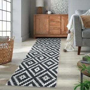 Runner Rug 2x6 Washable Rugs for Living Room Entryway Moroccan Geometric Trellis Area Rug for Bedroom Modern Distressed Office Carpet Contemporary Neutral Soft Nursery Rug Black and White