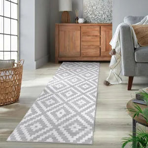 Area Rug Washable Rugs for Living Room 2x6 Runner Rug for Entryway Moroccan Geometric Trellis Area Rug for Bedroom Modern Distressed Office Rug Neutral Soft Nursery Rug Grey and White