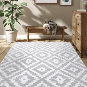 Area Rug 4x6 Washable Rugs for Living Room Moroccan Geometric Trellis Area Rug for Bedroom Modern Distressed Office Carpet Low Pile Neutral Soft Nursery Rug Grey and White