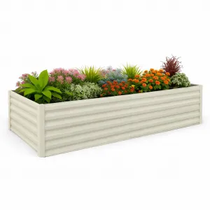 8x4x2ft Galvanized Raised Garden Bed,Deep Root Planter Box for Vegetables,Flowers,Herbs-Large Metal Raised Garden Bed Kit Outdoor,Beige