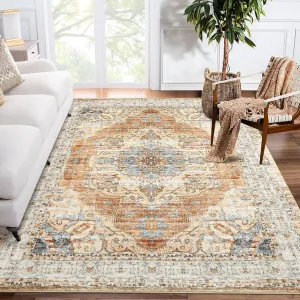 Washable Rug 8x10 Non-Slip Ultra-Thin Area Rug Taupe for Living Room Bedroom