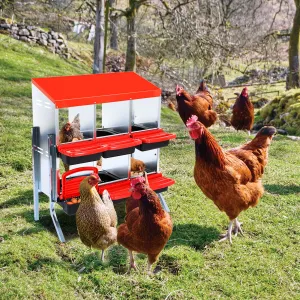 Nesting Boxes for Chickens, 6 Compartment Roll Away Nesting Box with Egg Collection, Perch, Lid Cover for Egg Protection, Wall Mount/Free Standing Nest Box for Chickens