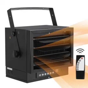 Electric Garage Heater 7500W 240V Hardwired, Digital Shop Heater with Remote Control, Timer, Overheat Protection, Ceiling Mount, Green